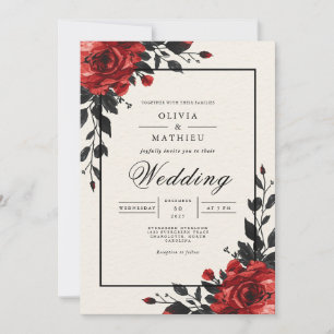 Crimson Bloom Floral Wedding Invitation