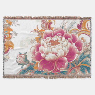 Crimson Bloom Throw Blanket