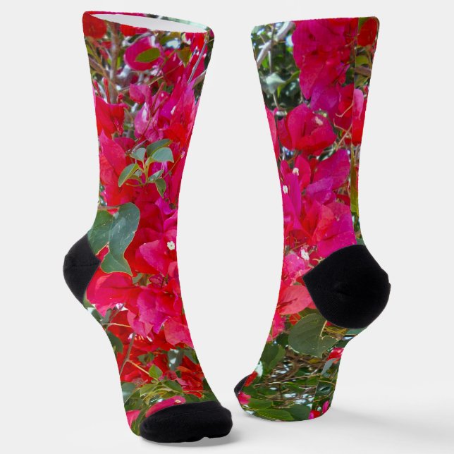 Crimson Blossoms: Dance Of The Red Bougainvilleas  Socks (Angled)
