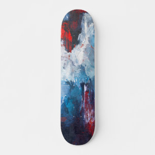 Crimson Blue Vapor Abstract Skateboard