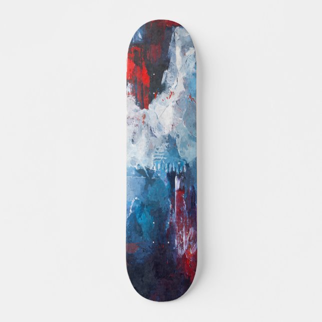 Crimson Blue Vapor Abstract Skateboard (Front)