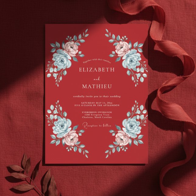 Crimson Blush Painted Wedding Invitation (Creator Uploaded)