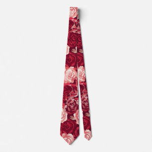 Crimson & Blush Seamless Rose Pattern Tie