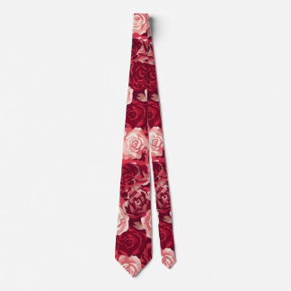 Crimson & Blush Seamless Rose Pattern Tie