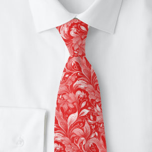Crimson Botanical Batik Tie