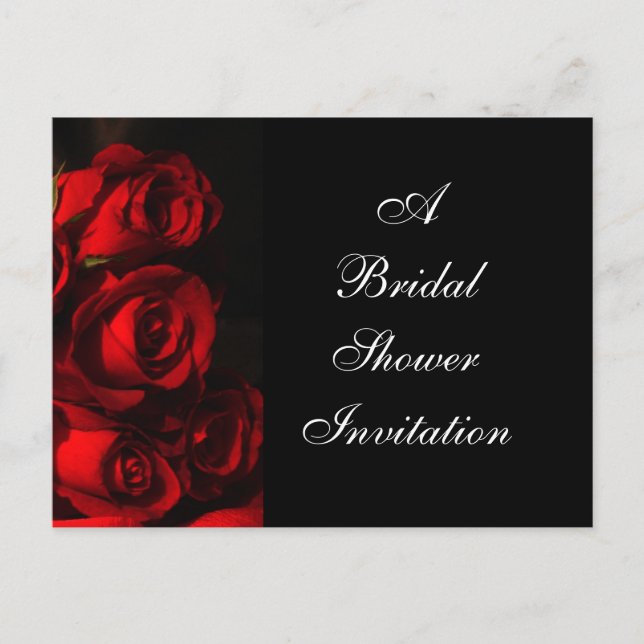 "Crimson Bouquet" [a] - Bridal Shower Invitation Postcard (Front)