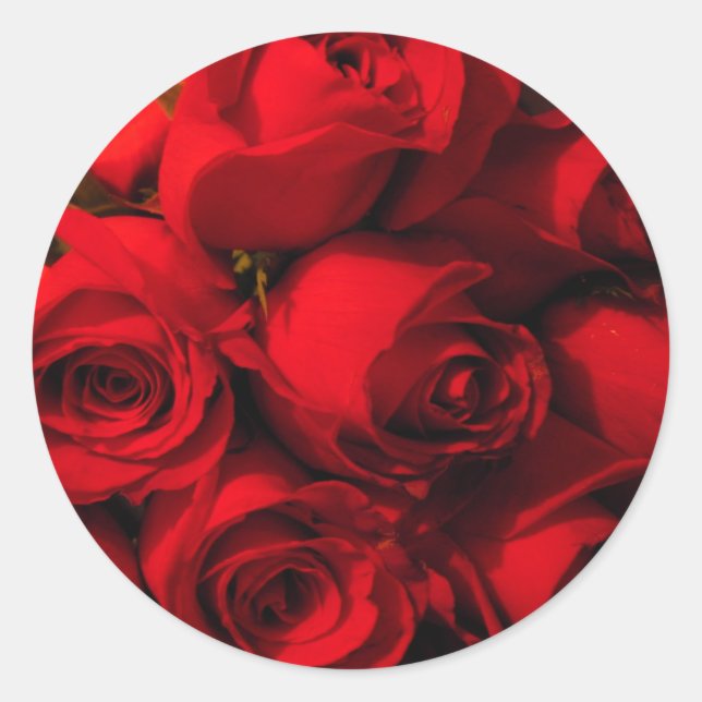 "Crimson Bouquet" Classic Round Sticker (Front)