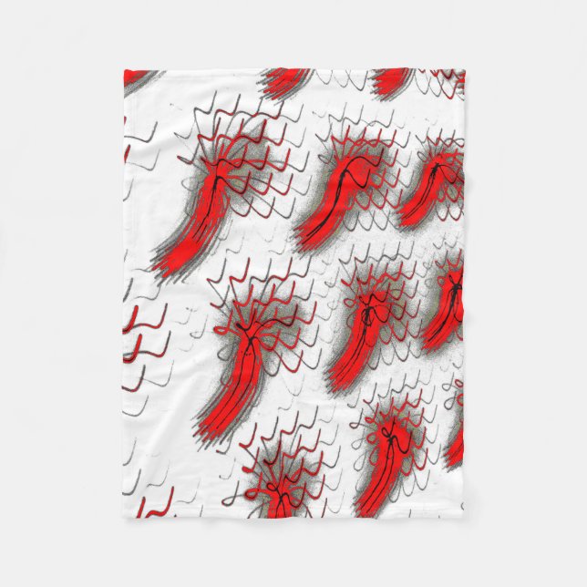 Crimson Brushwave Fleece Blanket (Front)