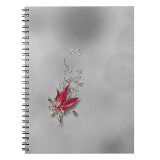 	Crimson Butterfly Bloom Spiral notebook 