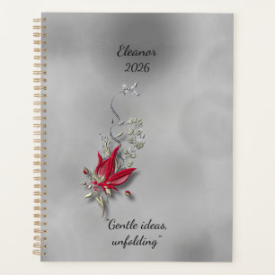 Crimson Butterfly Bloom Spiral notebook Planner