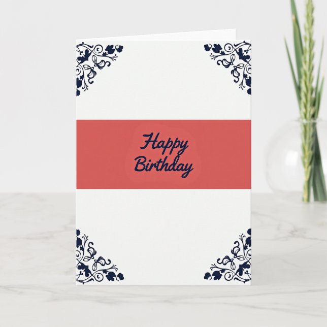 Crimson Calligraphy Birthday Card (Front)