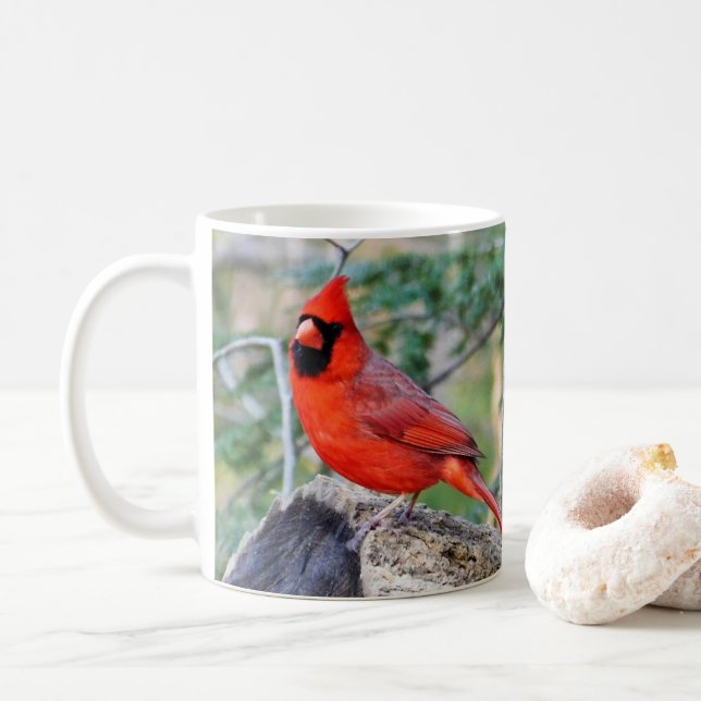 Crimson Cardinal Woods Coffee Mug (With Donut)