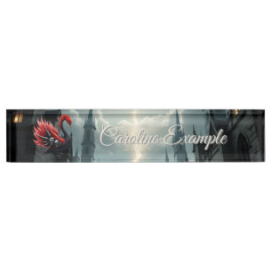 Crimson Cathedral Swan Nameplate