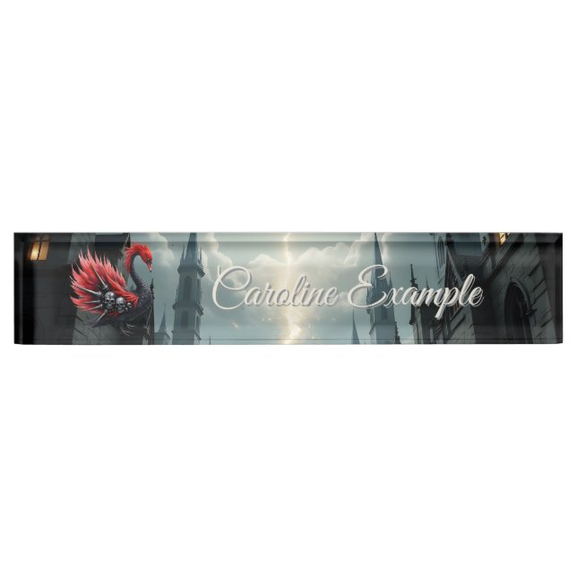 Crimson Cathedral Swan Nameplate (Front)