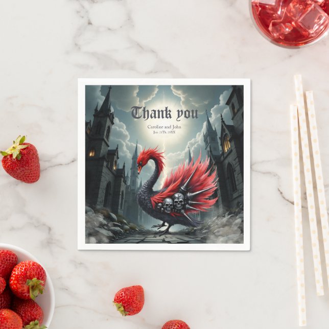Crimson Cathedral Swan Napkin (Insitu)