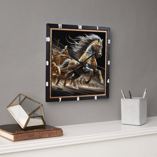Crimson Chariot: Shadow's Fury Square Wall Clock (Office)