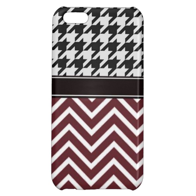 Crimson Chevron and Houndstooth iPhone Case (Back)
