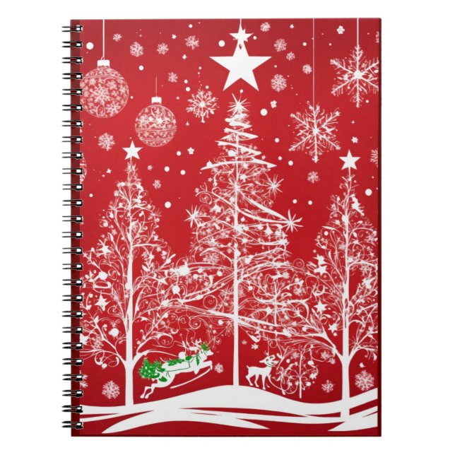 "Crimson Christmas Delight: Spiral Notebook with S (Front)