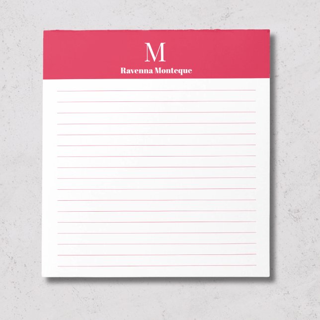 Crimson Classic Personalized Letter Monogram Lined Notepad (Creator Uploaded)