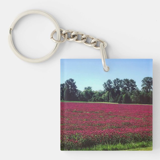 Crimson Clover Field Key Ring (Front)