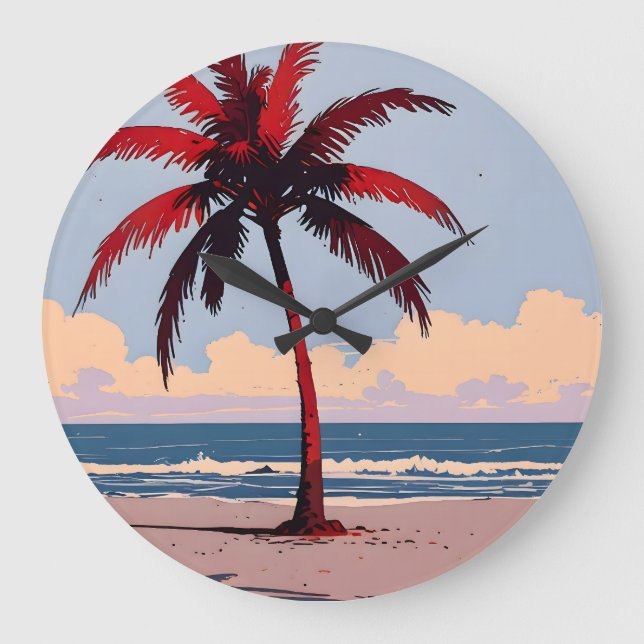 Crimson Coastline Large Clock (Front)