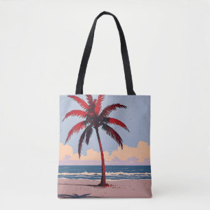 Crimson Coastline Tote Bag