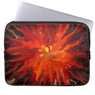 Crimson Core – Fiery Abstract Energy Burst Laptop Sleeve