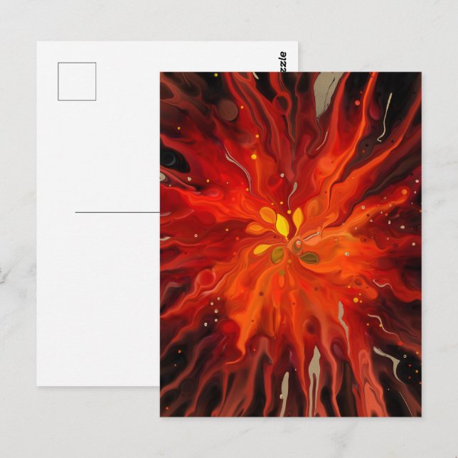 Crimson Core – Fiery Abstract Energy Burst Postcard (Front/Back)