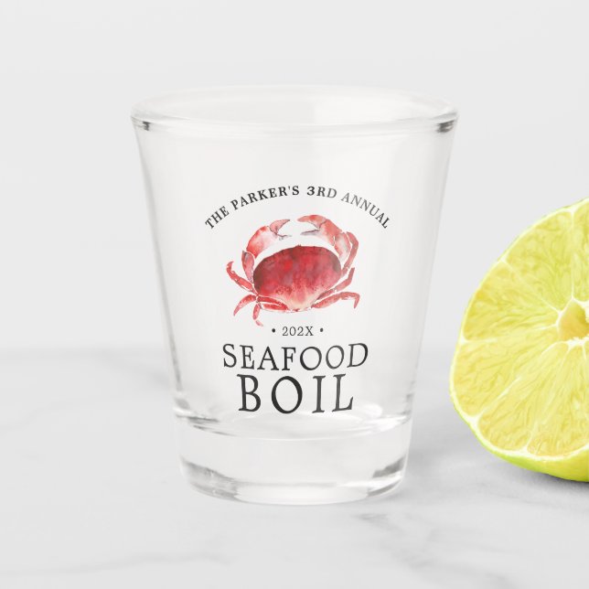 Crimson Crab | Crab Boil Themed Shot Glass (Front)