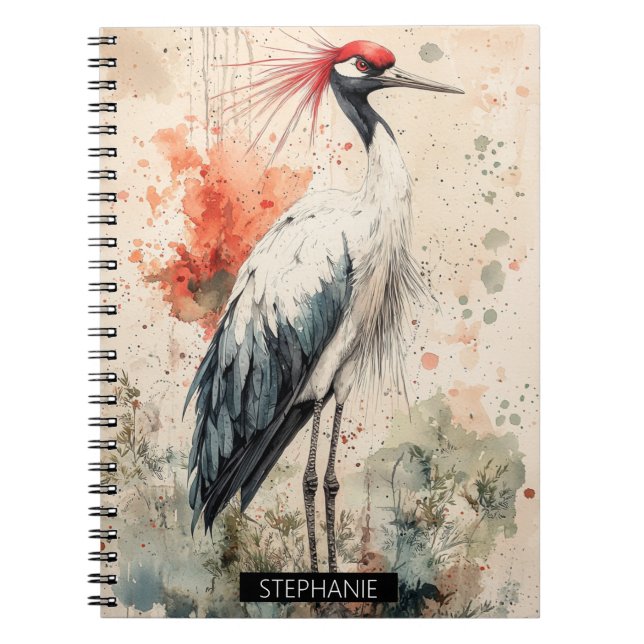 Crimson Crane Blossom Ink Wash (1) Notebook (Front)