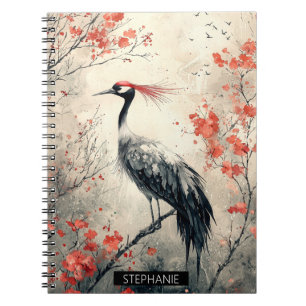 Crimson Crane Blossom Ink Wash (2) Notebook