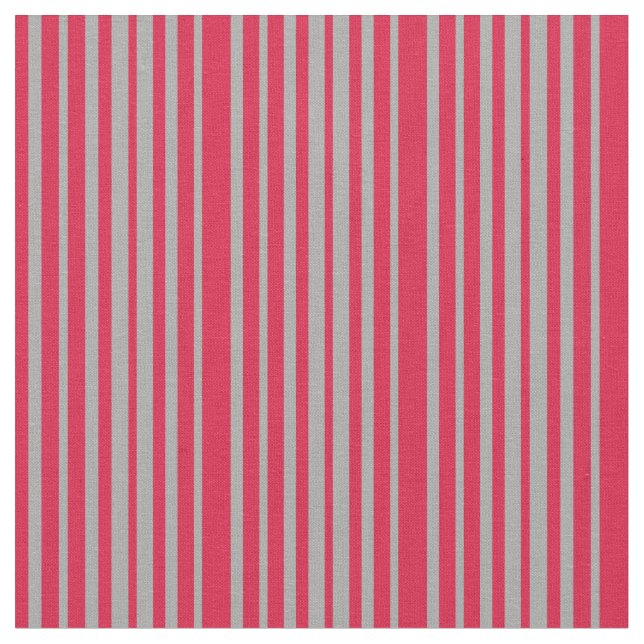 Crimson & Dark Grey Coloured Lined Pattern Fabric (Close Up)