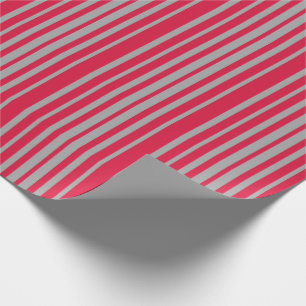 Crimson & Dark Grey Coloured Lined Pattern Wrapping Paper