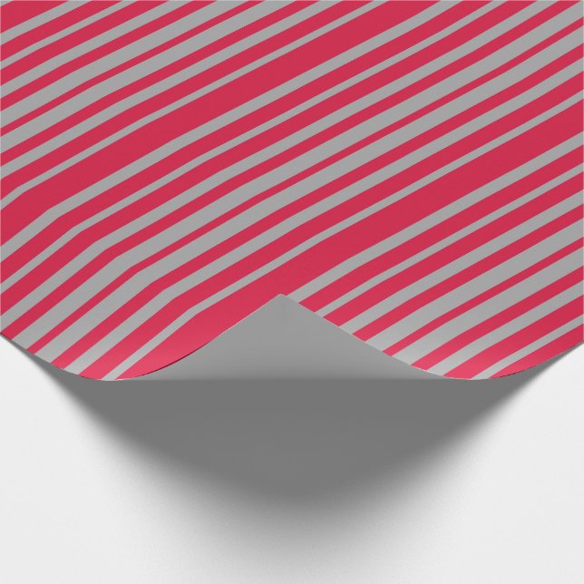 Crimson & Dark Grey Coloured Lined Pattern Wrapping Paper (Corner)