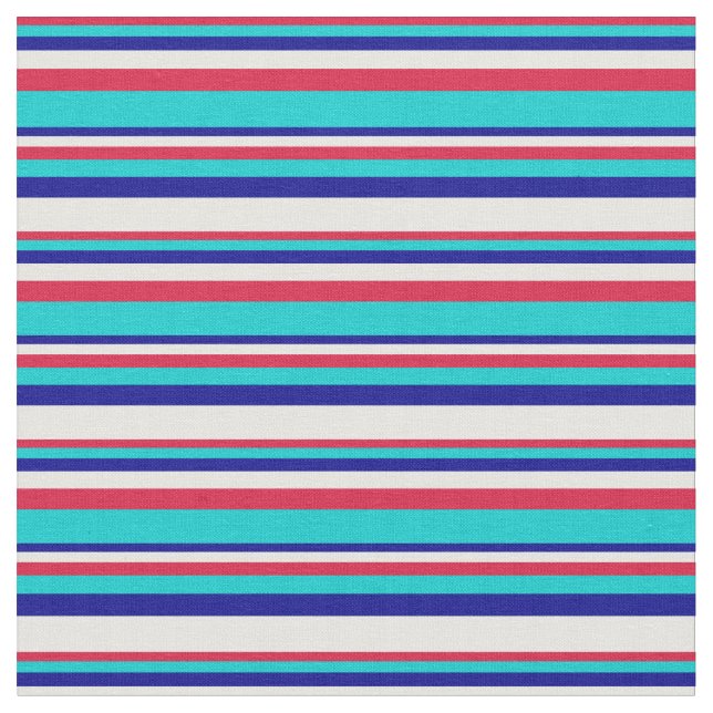 Crimson, Dark Turquoise, Dark Blue, and Mint Cream Fabric (Close Up)