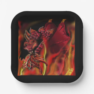 Crimson dragon Paper Plate
