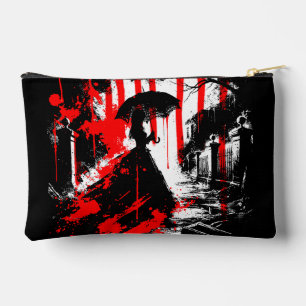 Crimson Elegance in Shadows - Gothic Victorian Art Accessory Pouch