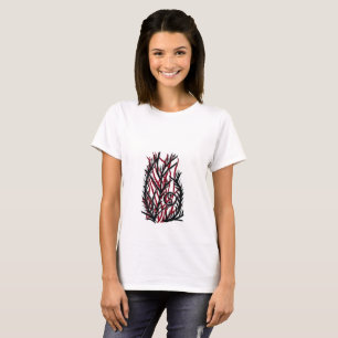 Crimson Ember Fern Yin Yang T-Shirt