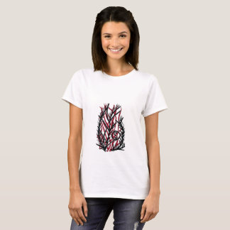 Crimson Ember Fern Yin Yang T-Shirt