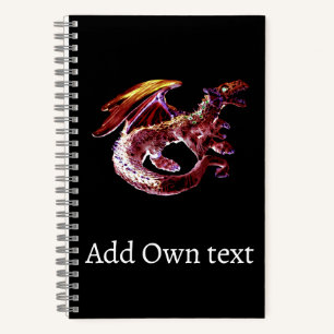Crimson Ember Mythical Serpent Flame Fantasy Art Notebook