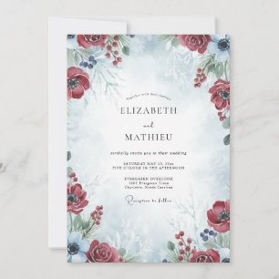 Crimson Enchanting Winter Wedding Invitation