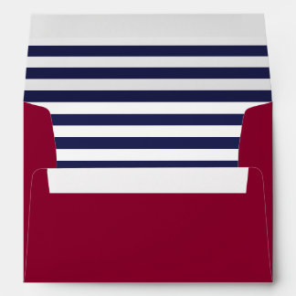 Crimson Envelope with Navy Blue Striped Liner