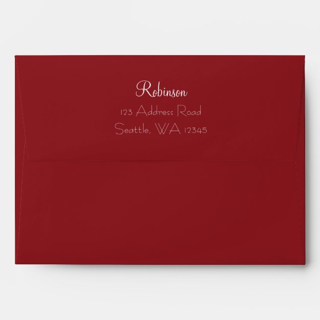 Crimson & Evergreen Christmas Wedding Envelope (Back (Top Flap))