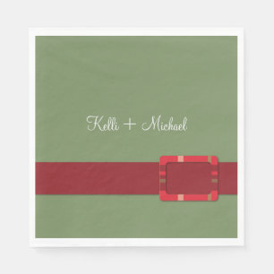 Crimson & Evergreen Christmas Wedding Napkin