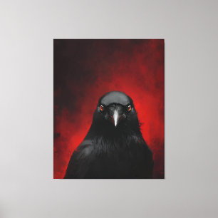 Crimson-Eyed Raven Portrait Canvas Print