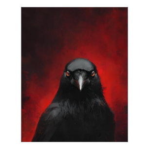 Crimson-Eyed Raven Portrait Photo Print