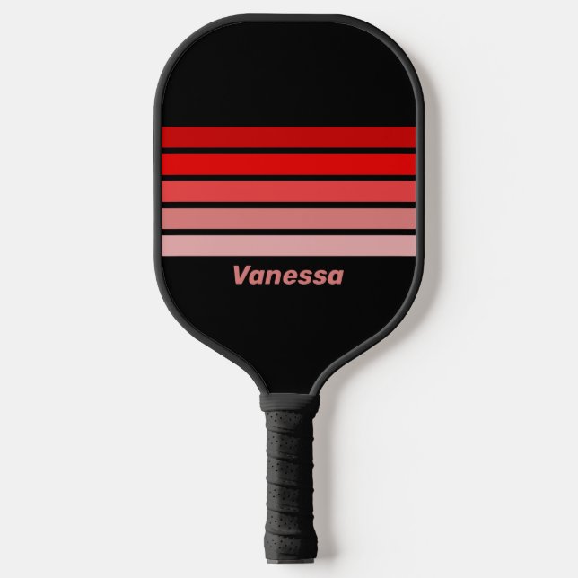 Crimson Fade Across Striping with Name Pickleball Paddle (Front)