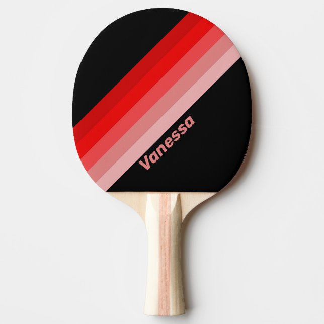Crimson Fade Striped with Name Ping Pong Paddle (Front)