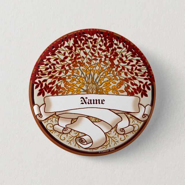 Crimson Family Tree Surname 6 Cm Round Badge (Front)