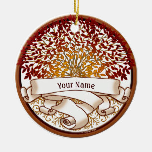 Crimson Family Tree Surname Ceramic Tree Decoration